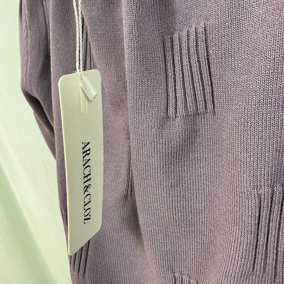 NWT Arach & Cloz Purple Short Sleeve V-Neck Sweater With Texture Details - Picture 8 of 11